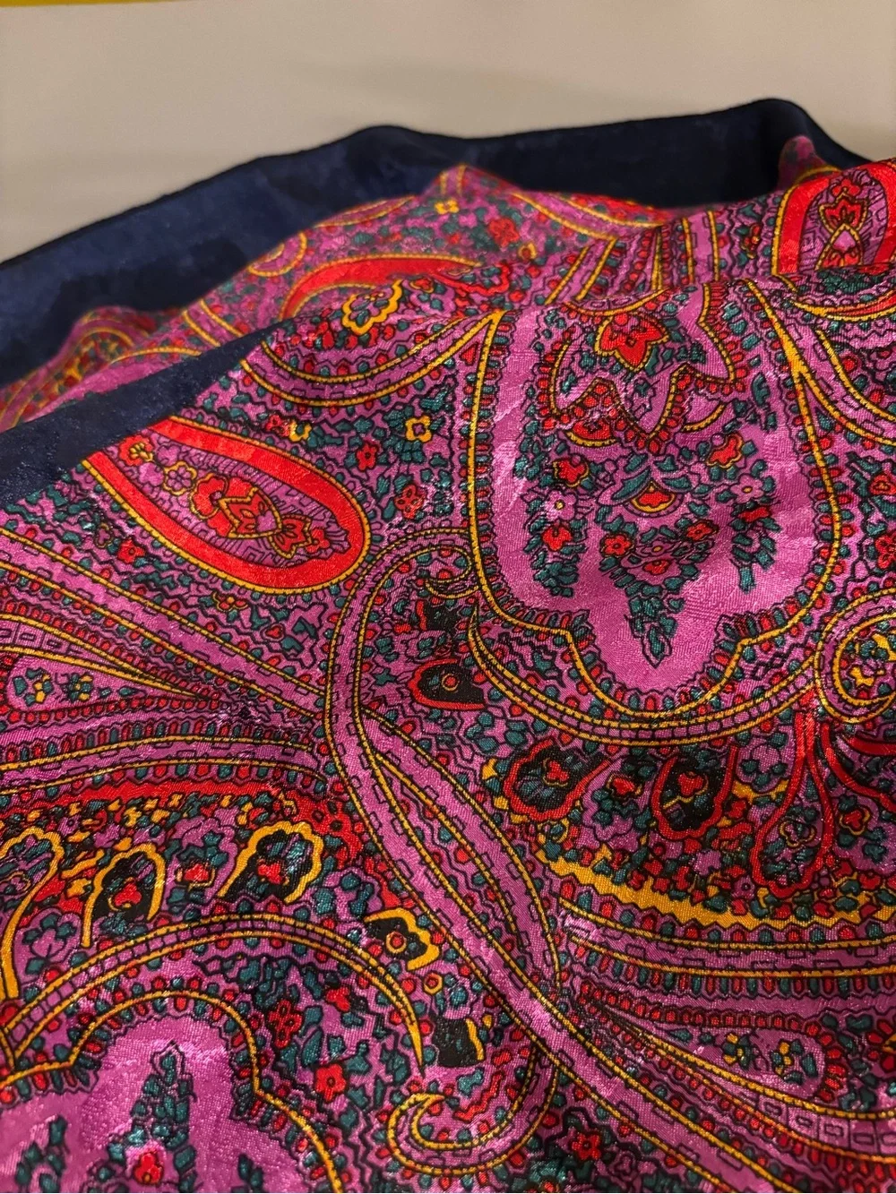 Vibrant Pink Red Paisley square scarf